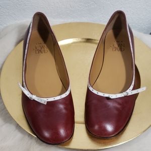 8m cranberry white trimmed slip on shoes